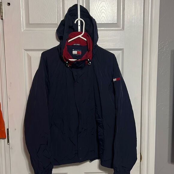 🔥 Vintage TOMMY HILFIGER Hooded Nylon Windbreaker Jacket - EXCELLENT - Men Sz M - Picture 1 of 16
